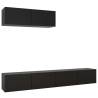 3-Piece Black Engineered Wood TV Cabinets - Stylish & Functional