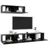 3-Piece Black Engineered Wood TV Cabinets - Stylish & Functional