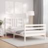 Bed Frame with Headboard White Single Solid Wood Colour white Size 90 x 190 cm 