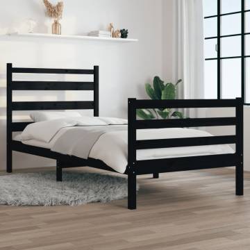 Solid Wood Pine Bed Frame 100x200 cm - Black | HipoMarket