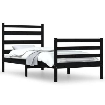 Solid Wood Pine Bed Frame 100x200 cm - Black | HipoMarket