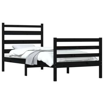 Solid Wood Pine Bed Frame 100x200 cm - Black | HipoMarket