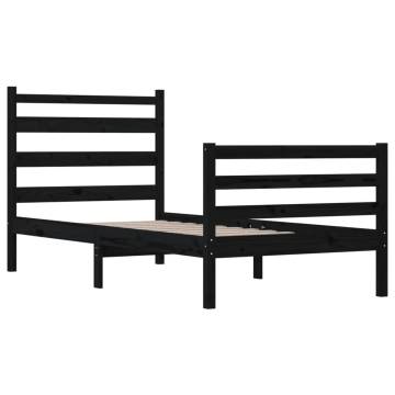 Solid Wood Pine Bed Frame 100x200 cm - Black | HipoMarket