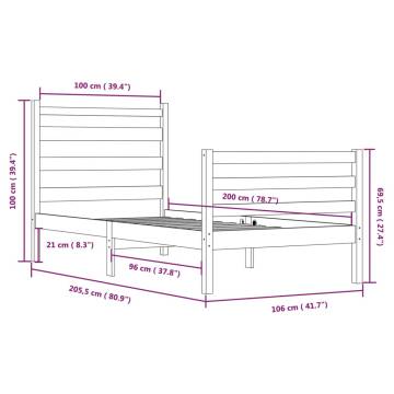 Solid Wood Pine Bed Frame 100x200 cm - Black | HipoMarket