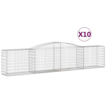 Arched Gabion Baskets - 10 pcs Galvanised Iron 400x50x80/100 cm