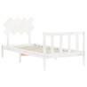 White Bed Frame with Headboard - 90x200 cm Solid Wood