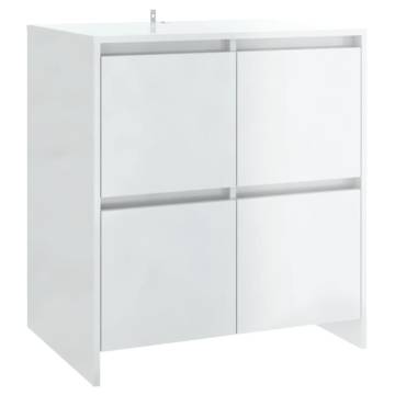 Minimalist High Gloss White Sideboard - 70x41x75 cm