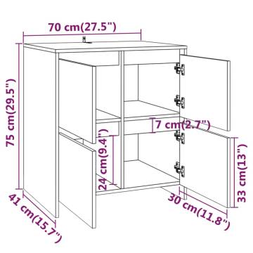 Minimalist High Gloss White Sideboard - 70x41x75 cm