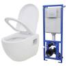 Wall-Hung Toilet with Concealed Cistern Ceramic White Colour white 