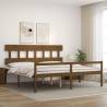 Honey Brown Solid Wood Bed Frame with Headboard - 200x200 cm