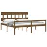 Honey Brown Solid Wood Bed Frame with Headboard - 200x200 cm