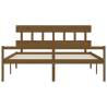 Honey Brown Solid Wood Bed Frame with Headboard - 200x200 cm