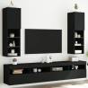 Stylish Black TV Cabinets with RGB LED Lights - Set of 2