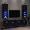 Stylish Black TV Cabinets with RGB LED Lights - Set of 2