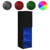 Stylish Black TV Cabinets with RGB LED Lights - Set of 2