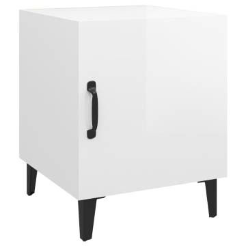 Stylish High Gloss White Bedside Cabinet - HipoMarket