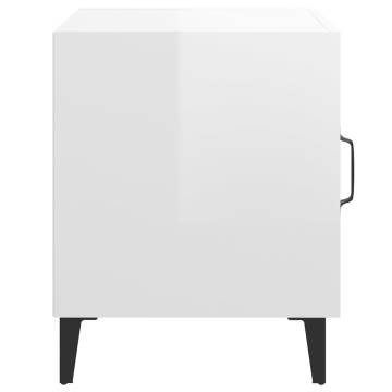 Stylish High Gloss White Bedside Cabinet - HipoMarket