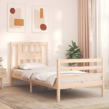 Solid Wood Small Single Bed Frame with Headboard | HipoMarket