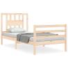 Solid Wood Small Single Bed Frame with Headboard | HipoMarket