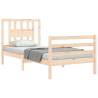 Solid Wood Small Single Bed Frame with Headboard | HipoMarket