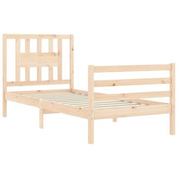 Solid Wood Small Single Bed Frame with Headboard | HipoMarket