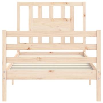 Solid Wood Small Single Bed Frame with Headboard | HipoMarket