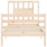 Solid Wood Small Single Bed Frame with Headboard | HipoMarket