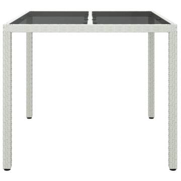 Stylish Garden Table 90x90 cm - Tempered Glass & Poly Rattan