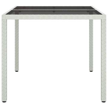 Stylish Garden Table 90x90 cm - Tempered Glass & Poly Rattan