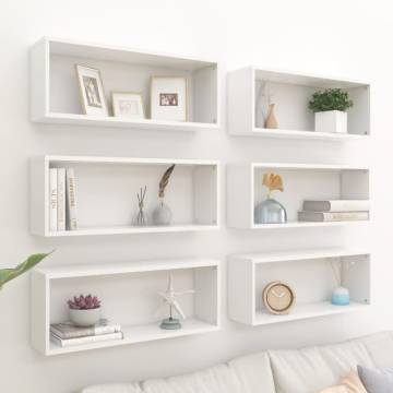 Wall Cube Shelf Set - 6 Pcs White | Stylish Storage Solution