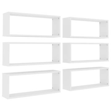 Wall Cube Shelf Set - 6 Pcs White | Stylish Storage Solution