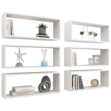 Wall Cube Shelf Set - 6 Pcs White | Stylish Storage Solution