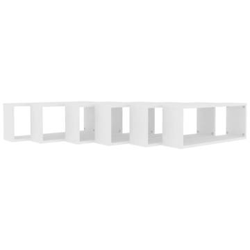 Wall Cube Shelf Set - 6 Pcs White | Stylish Storage Solution