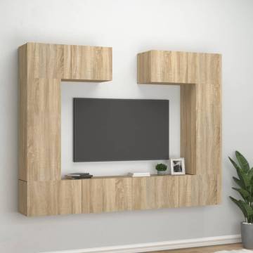 6 Piece Sonoma Oak TV Cabinet Set - Modern & Stylish Design