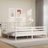 Bed Frame with Headboard White 200x200 cm Solid Wood Colour white Size 200 x 200 cm 