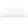 White 200x200 cm Solid Wood Bed Frame with Headboard