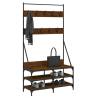 Clothes Rack with Shoe Storage - Brown Oak 100x40x184 cm