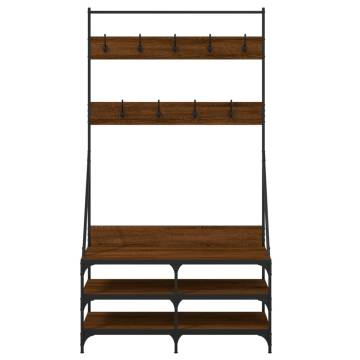 Clothes Rack with Shoe Storage - Brown Oak 100x40x184 cm