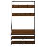 Clothes Rack with Shoe Storage - Brown Oak 100x40x184 cm