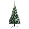 Artificial Half Pre-lit Christmas Tree with Ball Set Green 150 cm Colour green and rose Size 150 x 95 cm Quantity in Package 1 Number of Branch Tips 