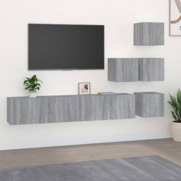 Wall-Mounted TV Cabinet - Grey Sonoma | Hipo Market