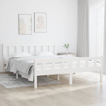 White Solid Wood Bed Frame 140x200 cm - Classic Design