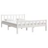 White Solid Wood Bed Frame 140x200 cm - Classic Design