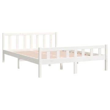 White Solid Wood Bed Frame 140x200 cm - Classic Design