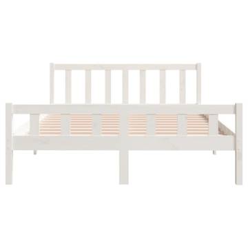 White Solid Wood Bed Frame 140x200 cm - Classic Design