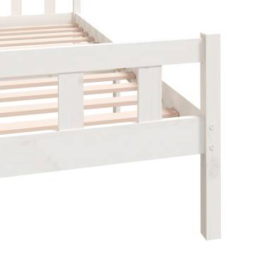 White Solid Wood Bed Frame 140x200 cm - Classic Design