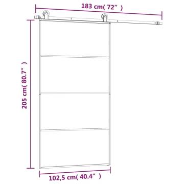 Sliding Door with Hardware Set 102.5x205 cm - ESG Glass & Aluminium