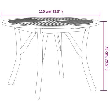 Garden Table Ø 110 cm Solid Wood Acacia - Hipomarket