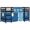 Kids' Loft Bed with Curtains Blue - Solid Pine 90x200cm