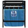 Kids' Loft Bed with Curtains Blue - Solid Pine 90x200cm